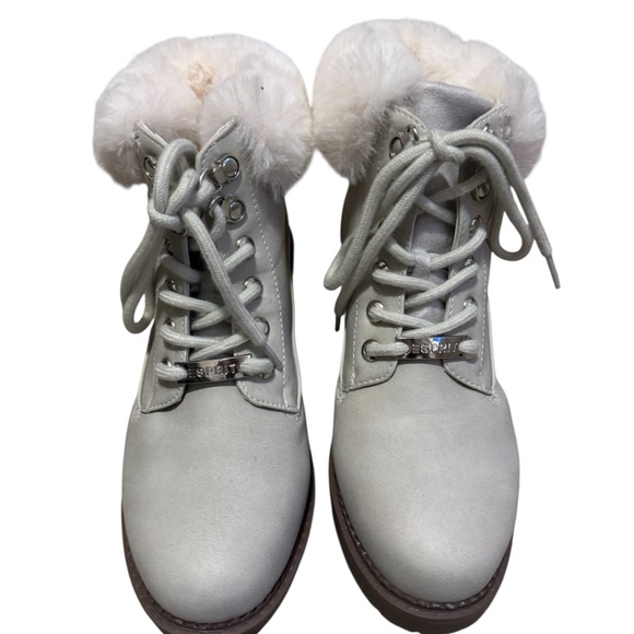 Women's Esprit Cream Fur-Lined Ankle Boots 8 - Picture 5 of 10